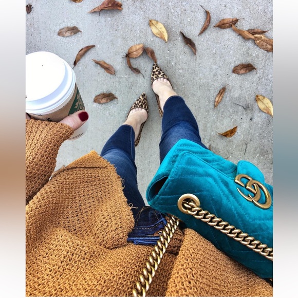 Gucci GG Marmont Turqoise Velvet Chain Bag - Picture 3 of 6